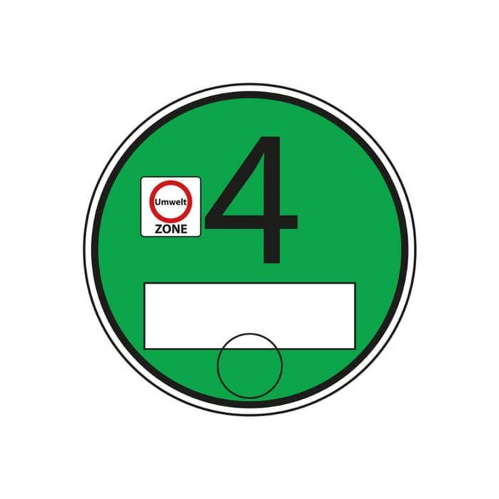 Deutsche Umweltplakette grün (Feinstaubplakette, Schadstoffgruppe 4)